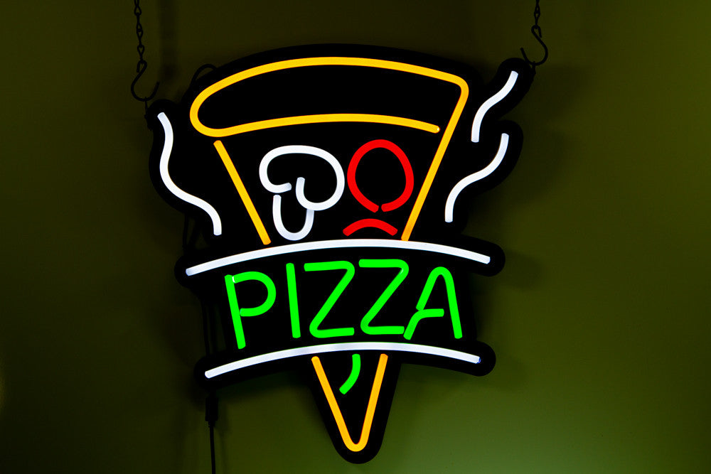 Ultra Bright LED Neon PIZZA Slice Sign 21 inch x 17" inch Red, Green, White & Yellow
