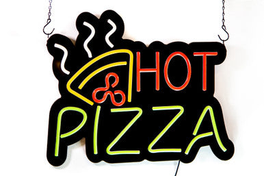 HOT PIZZA Sign Ultra Bright LED Neon 21 inch x 17.5 inch (Green/Red/White/Yellow)