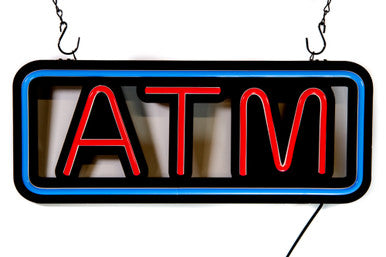 Ultra Bright LED Neon ATM SIGN 23 inch x 12 inch Steady Light for Business Blue & Red