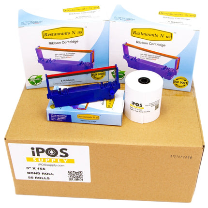 Star SP700 / SP742 Kitchen Printer Bundle — 50 Bond Rolls + 12 Black/Red Ribbons