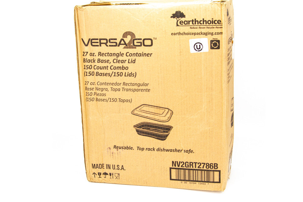 Pactiv Versa2Go 27 oz Black Rectangle Combo Container | 150 per Case